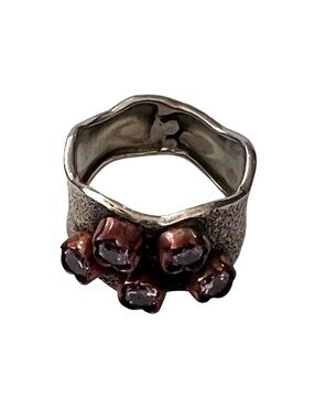Handmade Vintage Sterling Silver and Copper Gemstone Ring